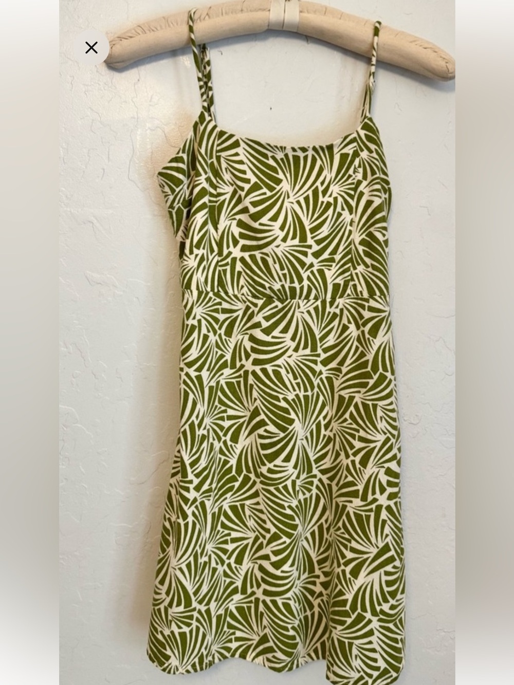 Monteau Los Angeles Green Leaf Print Mini Dress Small
